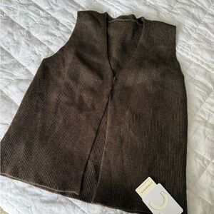 NWT Commense Brown Sleeveless Rib Knit Top